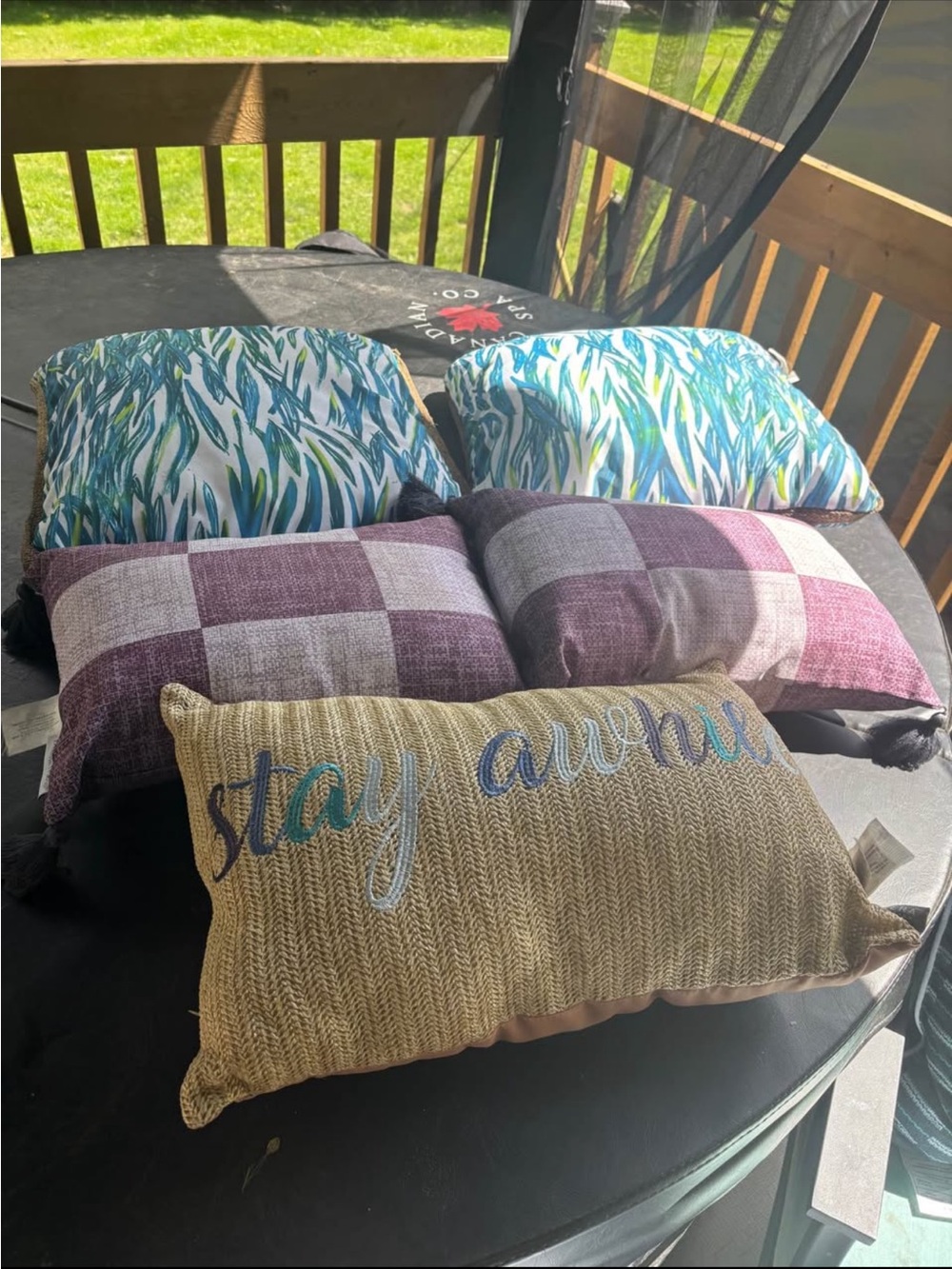 Outdoor Decorative 'Stay Awhile' Accent Pillow Bundle